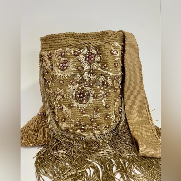 Handbags - Handmade Colombian Indigenous Beaded Crossbody Fringe Bag